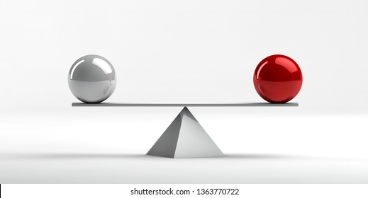 Conceptual image of perfect balance between two issues - 3d rendering