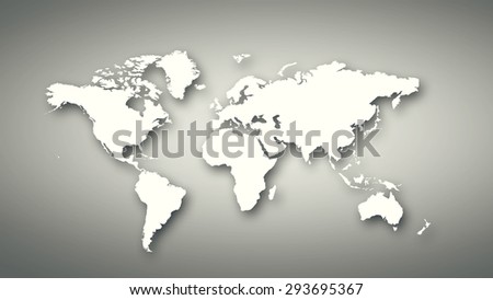 Conceptual image with world map on concrete wall