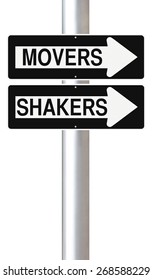 Conceptual One Way Street Signs Indicating Movers And Shakers 