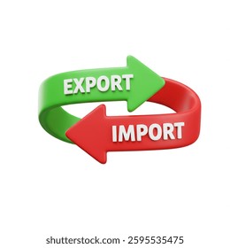 Conceptual rendering of export and import process using circular arrows to visualize global trade dynamics Perfect for business and economic illustrations.