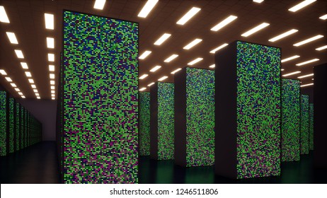 IT Conceptual Representation of Digitization of Information Rack Servers in Data Center. 3d render - Powered by Shutterstock