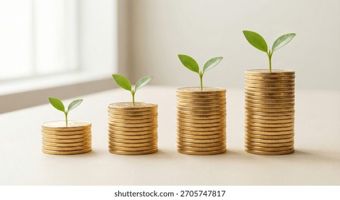 Conceptual visualization illustrating the powerful principle of compound interest and the continuous growth of long-term investments