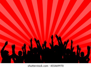 concert crowd with light rays
