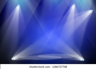 The Concert On Stage Background With Flood Lights 
