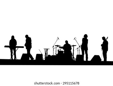 Concert Of Rock Band On A White Background