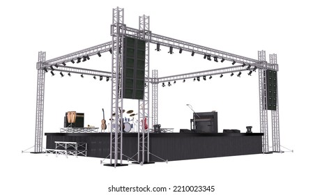 Concert Stage Isolated On White Background.3d Rendering.