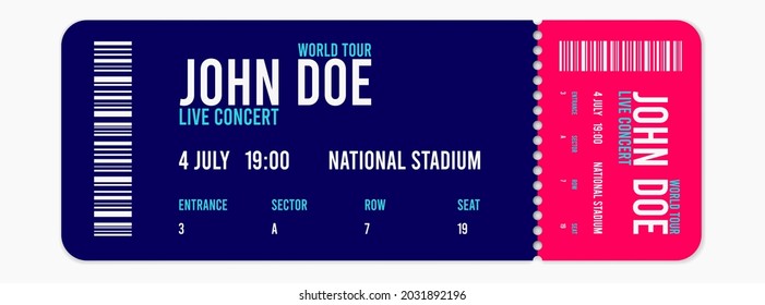 Concert ticket template. Concert, party or festival ticket design template. illustration - Powered by Shutterstock