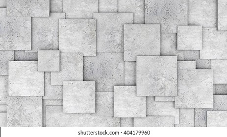 Concrete 3d Cube Wall As Background Or Wallpaper. 3D Rendering