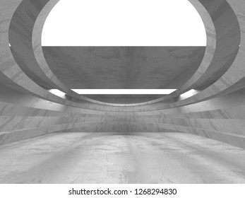 Concrete architecture background. Abstract empty dark room. 3d render illustration