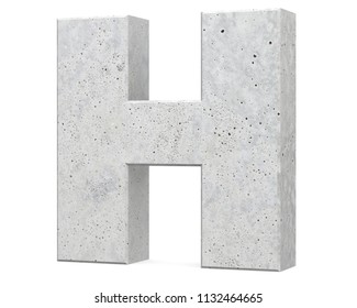 Concrete Capital Letter - H isolated on white background . 3D render Illustration