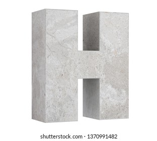 Concrete Capital Letter - H isolated on white background. 3D render Illustration