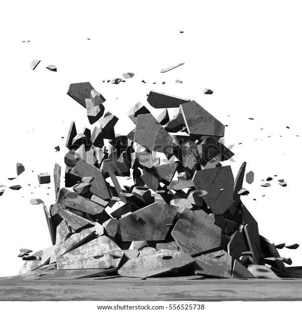 爆発破壊のコンクリートカオスの断片 抽象的な背景 3dレンダリングイラスト のイラスト素材