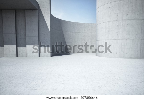 Concrete clean\
empty car background 3D\
illustration