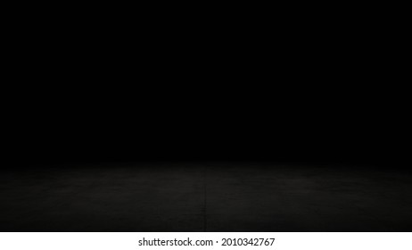 Concrete Empty Floor Spot Lit Black Background 3d Render.