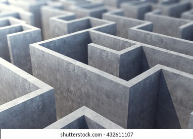 Concrete gray labyrinth, solving concept. 3d illustration - Shutterstock ID 432611107