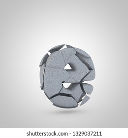 Concrete letter E lowercase. 3D render cracked stone font isolated on white background