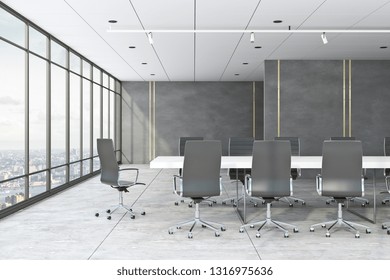 Concrete Meeting Room Interior Panoramic City Stock Illustration ...