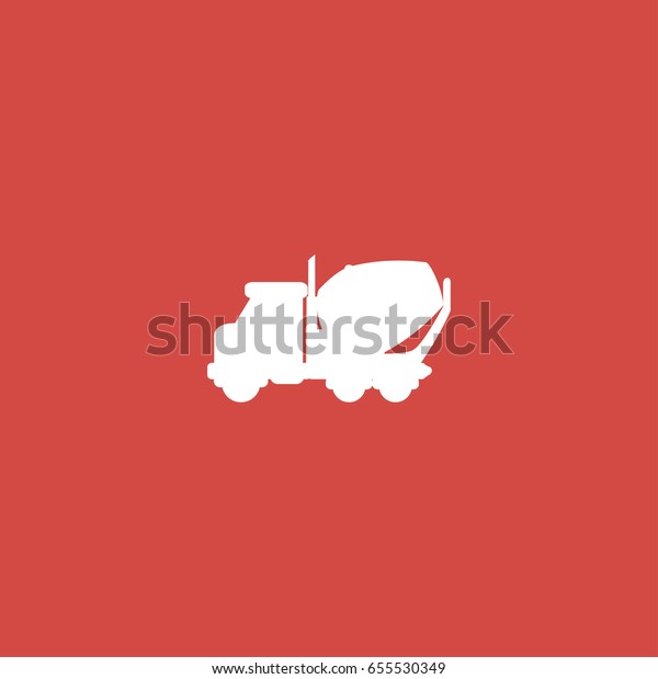 concrete\
mixer truck icon. sign design. red\
background