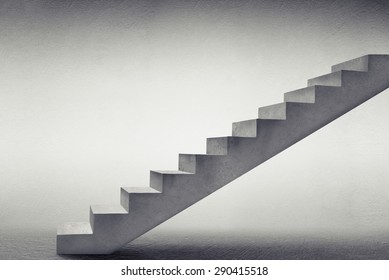 Concrete Stairs In Grey Empty Room