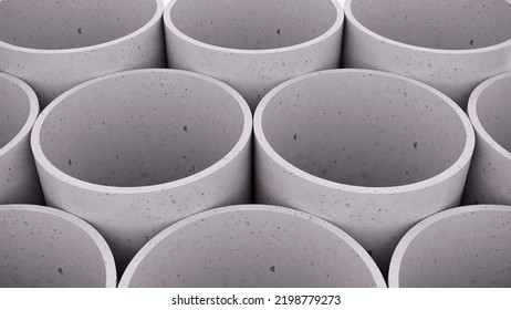 Concrete Tubes Backgrond - 3d Rendering