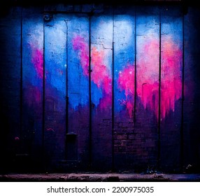 Concrete Wall With Neon Blue And Pink Graffiti Background Entirely Digitally Created Image