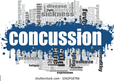 Concussion Word Cloud Design. Creative Illustration Of Idea Word Lettering Typography . 3D Rendering.