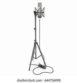 Condenser Microphone Stand Isolated On White Stock Illustration ...