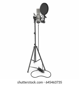 Condenser Microphone Stand Isolated On White Stock Illustration ...