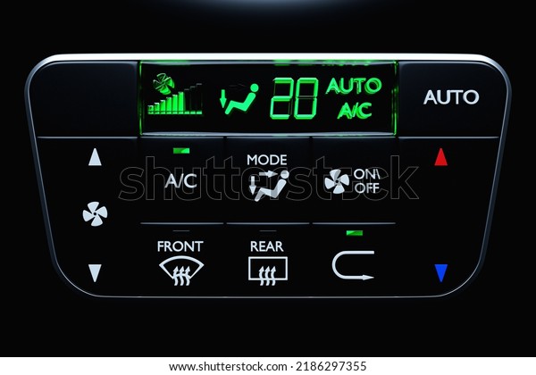Conditioner and air flow control in a\
modern car on black isolated background, 3D\
illustration