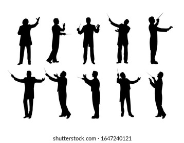 Conductor Silhouette Set On White Background  Illustration 