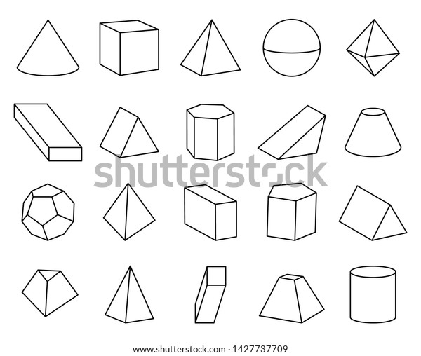 Cone Pyramid Shapes Set Poster Collection Stock Illustration 1427737709 ...