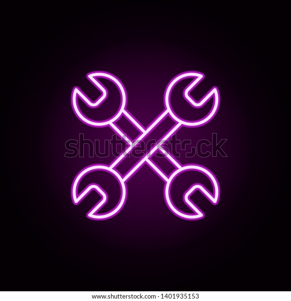 cone\
wrench neon icon. Elements of auto workshop set. Simple icon for\
websites, web design, mobile app, info\
graphics