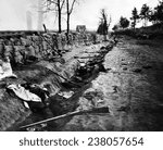 Confederate dead behind the stone wall of Marye