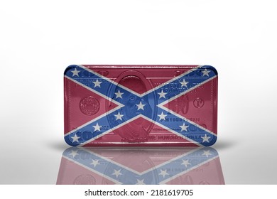 Confederate Flag On The Dollar Money Banknote On The White Background .3d Illustration