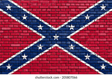 confederate flag painted on brick wall