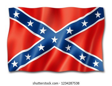Confederate flag, three dimensional render, isolated on white