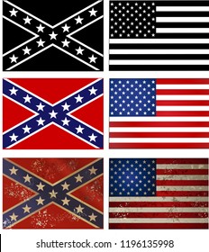 Confederate Flag Vs. Union Flag. Civil War .