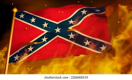 Confederate Rebel Battle Flag Burning