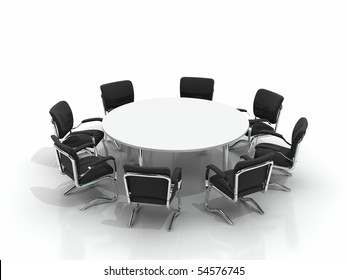 Conference Table And Chairs Isolated On White Background