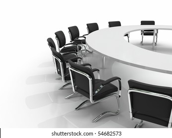 Conference Table And Chairs Isolated On White Background