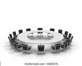 Conference Table And Chairs Isolated On White Background