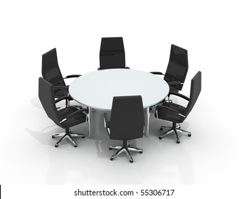 Conference Table And Chairs Isolated On White Background