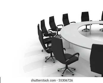 conference table and chairs isolated on white background