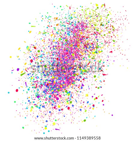 Confetti. Explosion. Texture with colored elements on white. Geometric background. Pattern for design. Print for banners, posters, flyers and textiles. Greeting cards