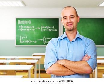 confident young teacher in classroom 3d background - Powered by Shutterstock