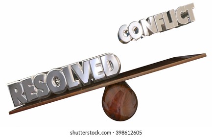 Conflict Vs Resolved See Saw 3d Words Problem Solution