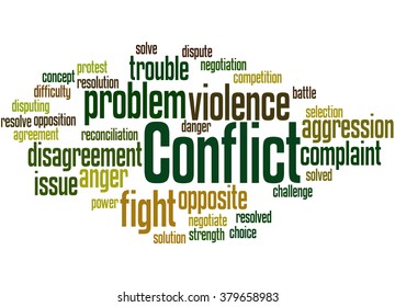 Conflict Word Cloud Concept On White Stock Illustration 379658983 ...