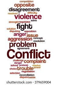 Conflict Word Cloud Concept On White Stock Illustration 379659004 ...