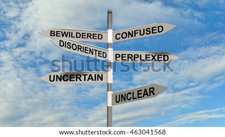 Confusion signpost - 3d rendering 
