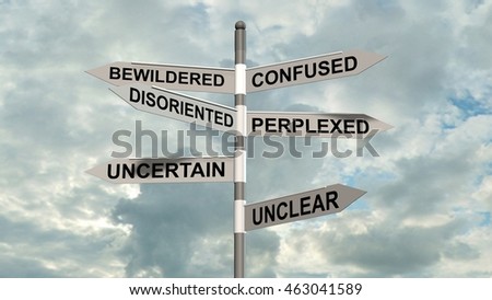 Confusion signpost - 3d rendering 
